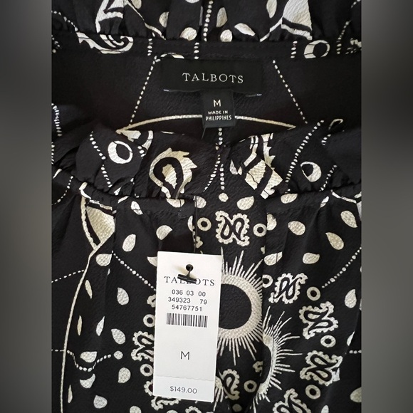 Talbots NEW Black & White Geometric/Handkerchief Sleeveless Midi Dress Medium - Picture 5 of 8